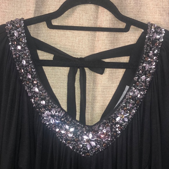 Nu by Mark Anthony bejeweled split-sleeve top - Picture 2 of 6